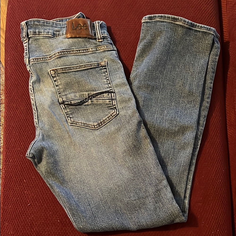Lee Blue Straight Jeans with Faded Denim